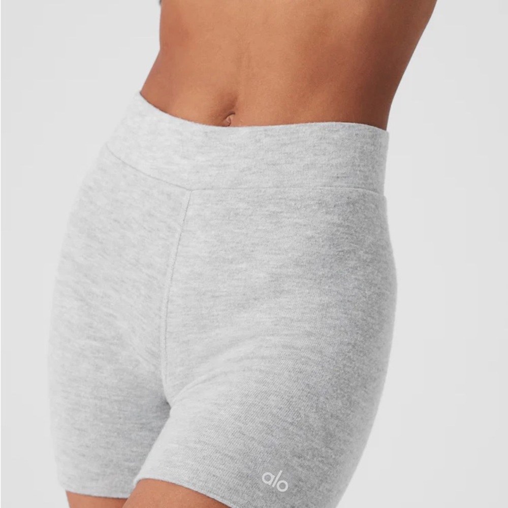 ALO Yoga Heather Light Gray High-Rise Bike Shorts